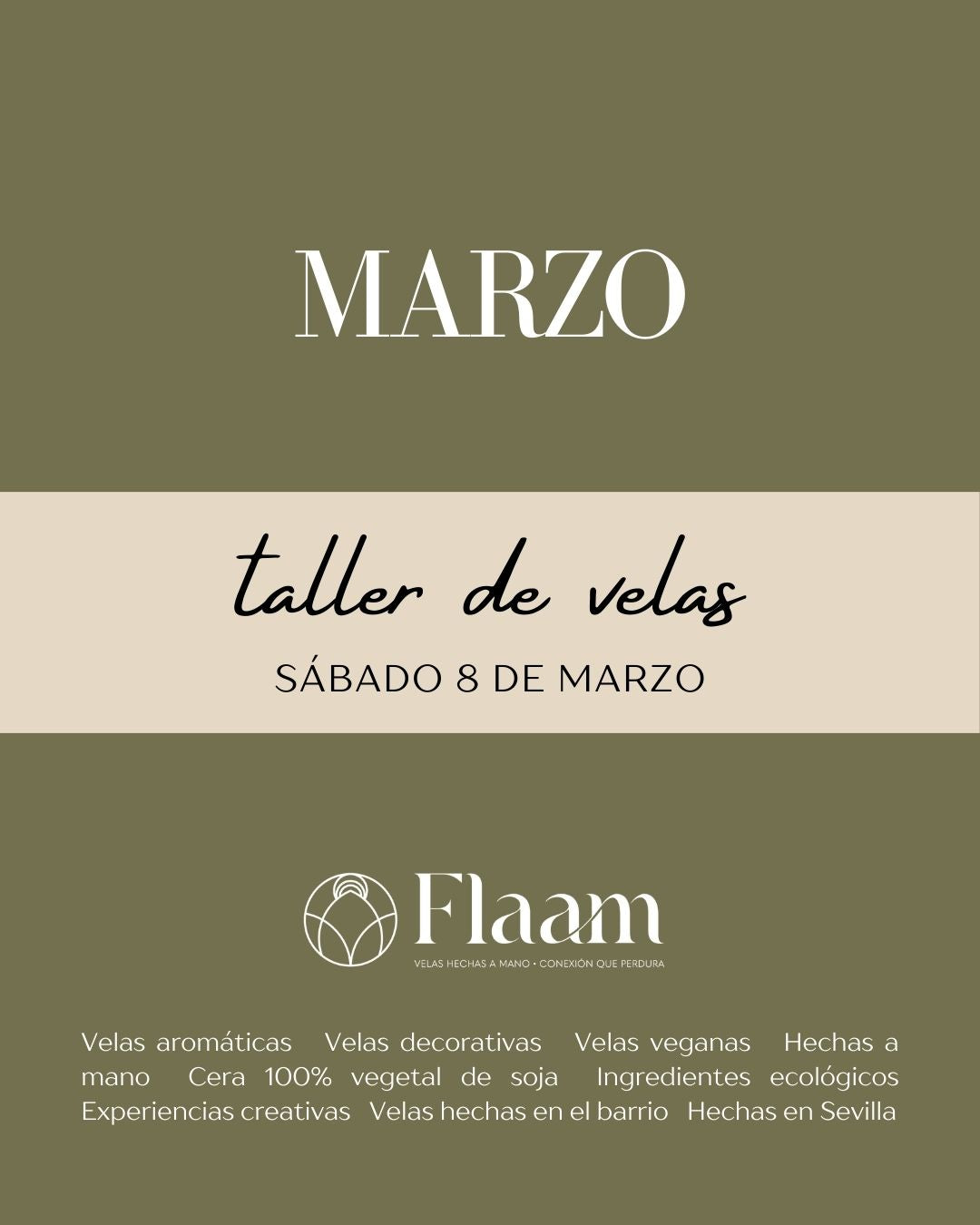 Plaza Taller de velas de soja - 8 de marzo