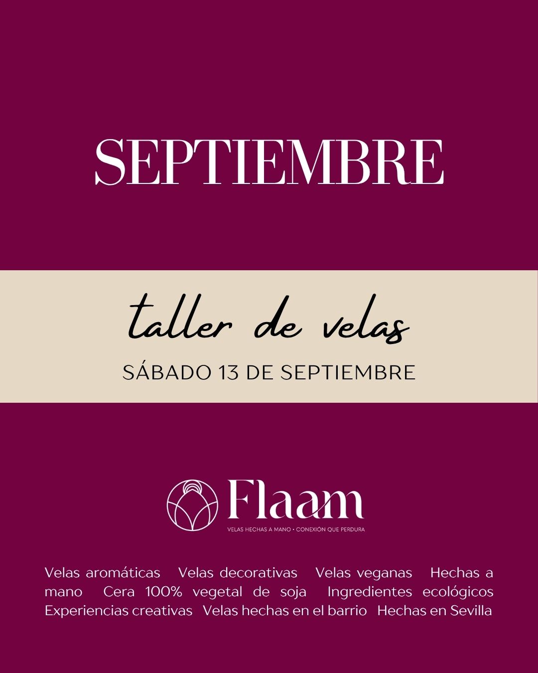Plaza Taller de velas de soja - 13 de septiembre