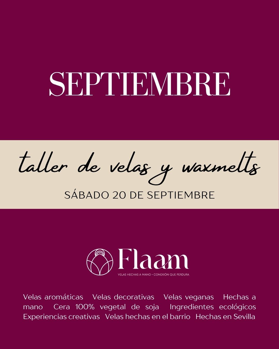 Plaza Taller vela aromática y bombones aromáticos - 20 de septiembre
