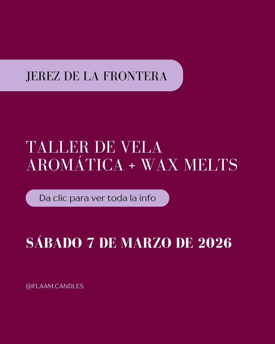 Plaza Taller de velas & wax melts en Jerez - 7 de marzo