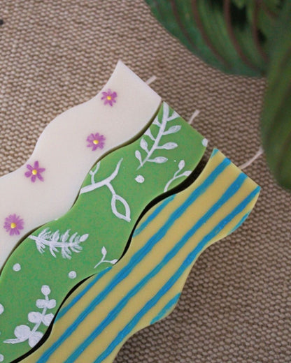 Vela pilar waves | Pintadas a mano